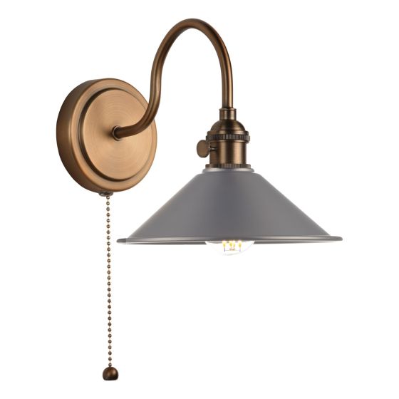 Hadano Wall Light Antique Bronze with Pewter Metal Shade 18cm