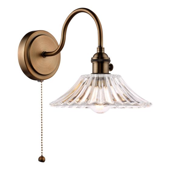 Hadano Wall Light Antique Bronze with Clear Flared Glass Shade
