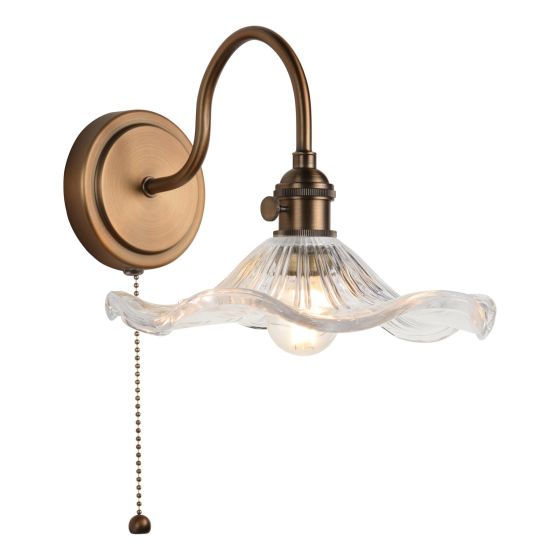 Hadano Wall Light Antique Bronze with Wavy Glass Shade