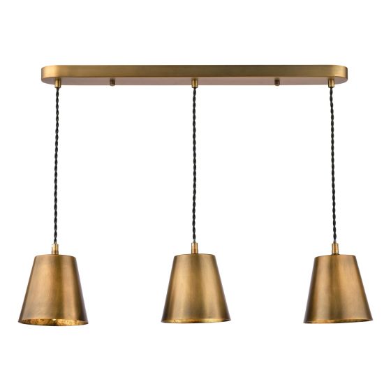 Hadano 3 Light Bar Pendant Antique Bronze with Antique Bronze Metal Shades