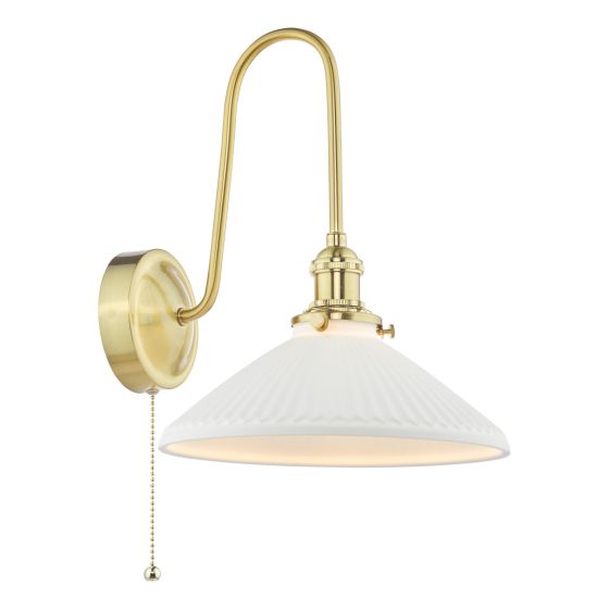 Hadano Wall Light Natural Brass and White Ceramic