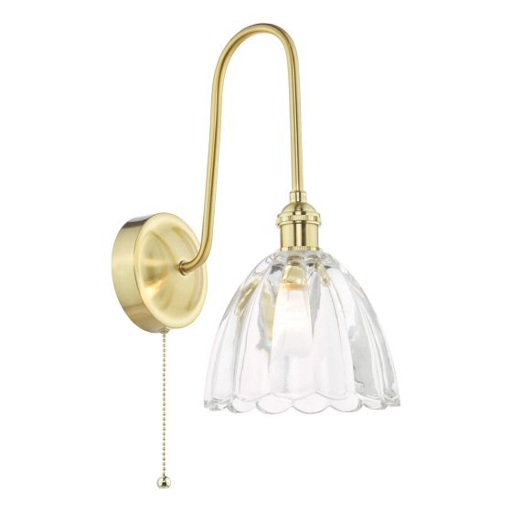 Hadano Wall Light Natural Brass and Glass