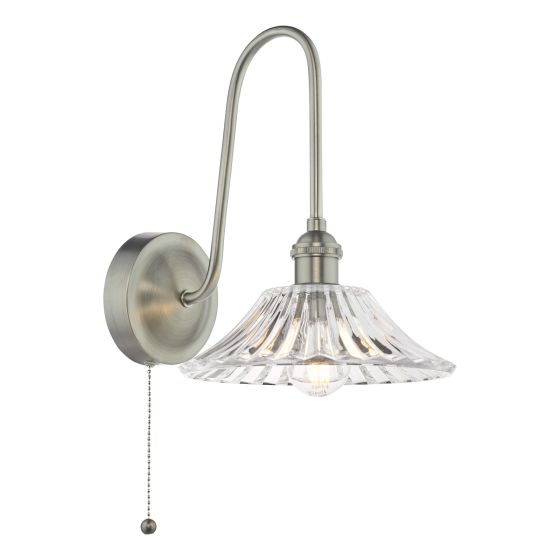 Hadano Wall Light Antique Chrome and Glass