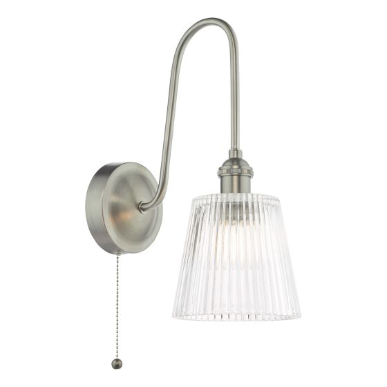 Hadano Wall Light Antique Chrome and Ribbed Glass