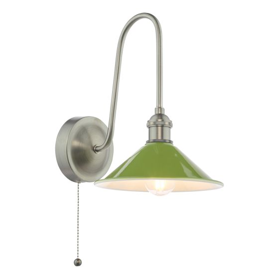 Hadano Wall Light Antique Chrome and Matt Green