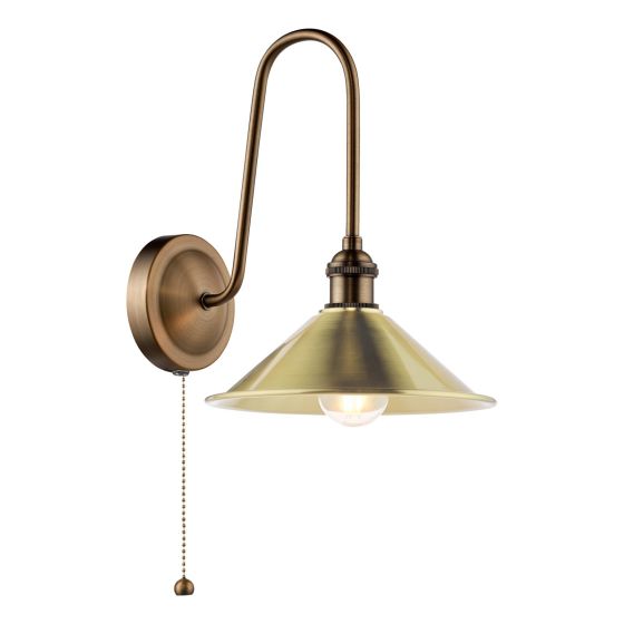 Hadano Tall Wall Light Antique Bronze with Aged Brass Metal Shade 18cm