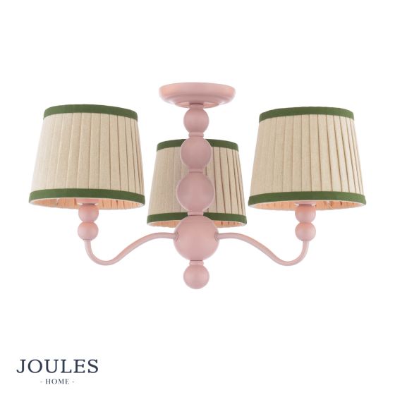 Joules Harewood 3 Light Semi-Flush Matt Pink With Shade