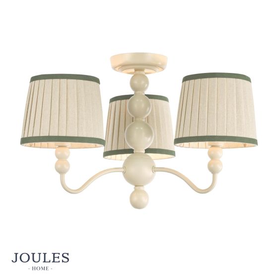 Joules Harewood 3 Light Semi-Flush Matt Cream With Shade