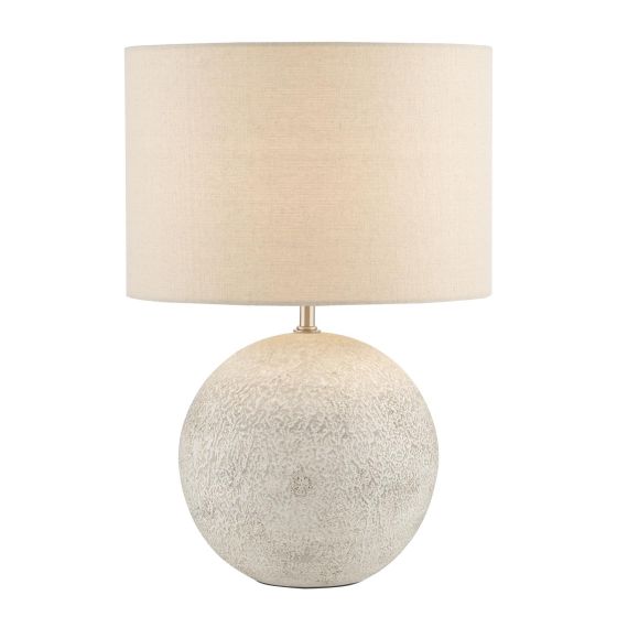 Havana Small Table Lamp Natural Ceramic and Satin Nickel With Linen Shade