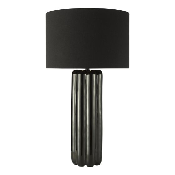 Hebron Table Lamp Black Ceramic With Shade