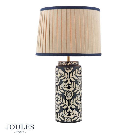Joules Highclere Table Lamp Blue Ceramic and Antique Brass With Shade