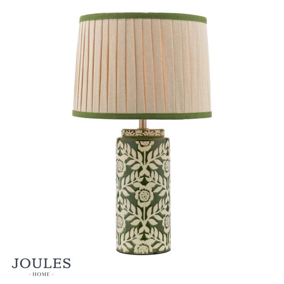 Joules Highclere Table Lamp Green Ceramic and Antique Brass With Shade
