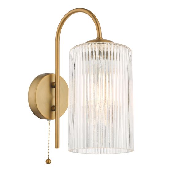 Idra Wall Light Aged Bronze and Ribbed Glass