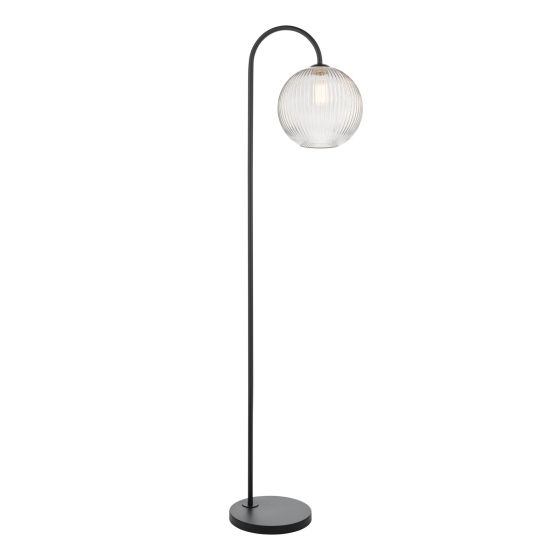 Idra Floor Lamp Satin Black and Ribbed Glass