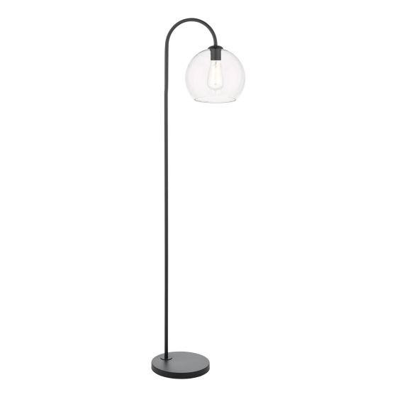 Idra Floor Lamp Satin Black and Large Globe Glass