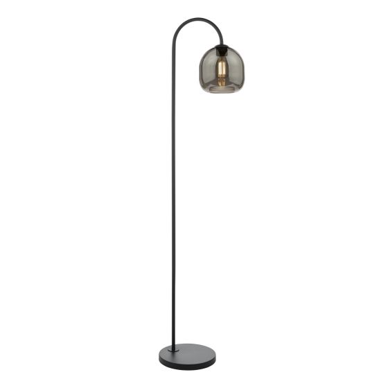 Idra Floor Lamp Satin Black and Smoked Glass