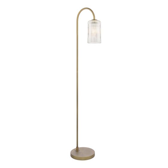 Idra Floor Lamp Aged Bronze and Ribbed Cylinder Glass