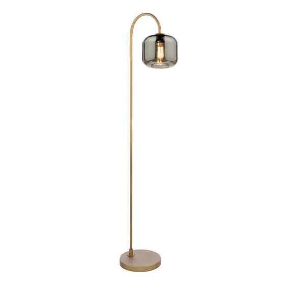 Idra Floor Lamp Aged Bronze and Smoked Lozenge Glass