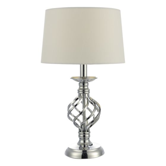Iffley Touch Table Lamp Polished Chrome Twist Cage Base With Shade - Small