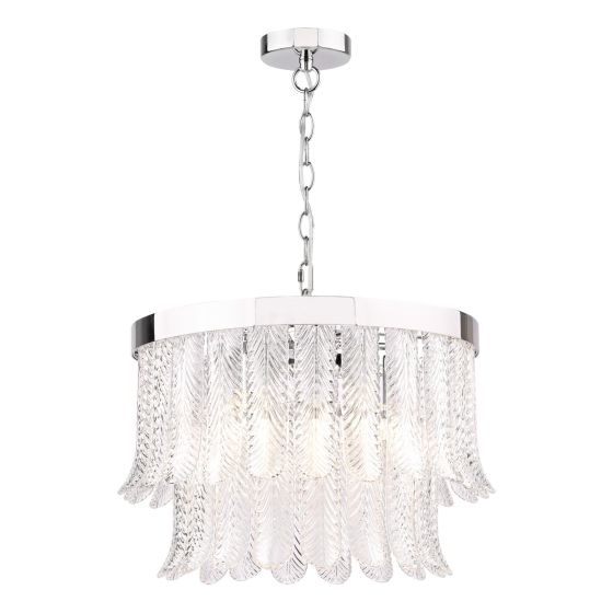 Irisen 6 Light Pendant Polished Nickel and Textured Glass