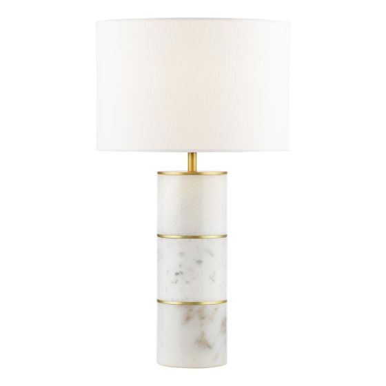Ishana Table Lamp Marble and Matt Antique Brass With Shade