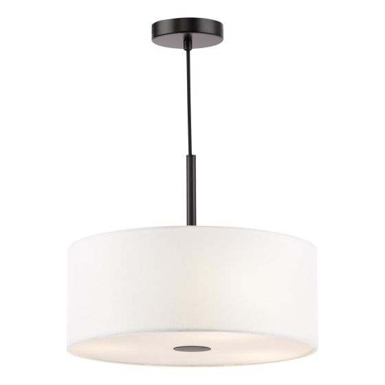 Isla 3 Light Pendant Matt Black and Ivory Shade 40cm