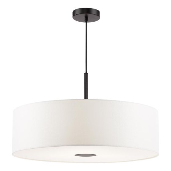 Isla 3 Light Pendant Matt Black and Ivory Shade 60cm