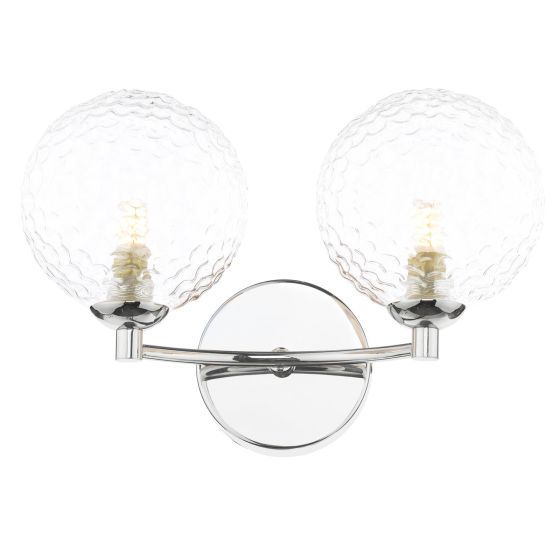 Izzy 2 Light Wall Light Polished Chrome With Clear Hammered Glass