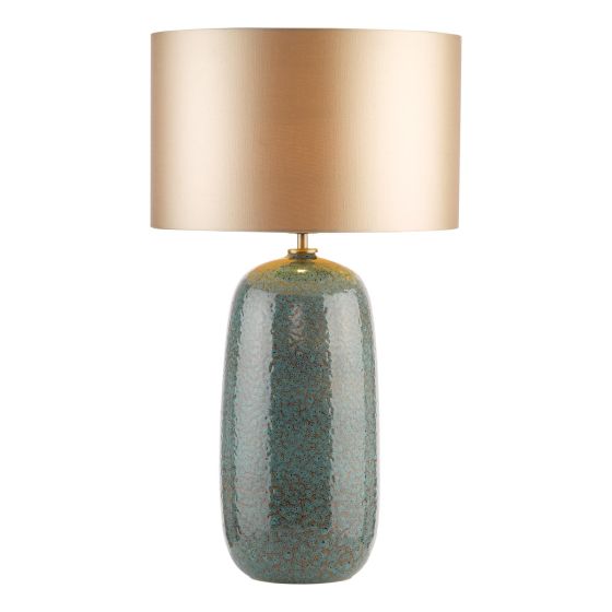 Jadis Table Lamp Blue Ceramic With Taupe Drum Shade