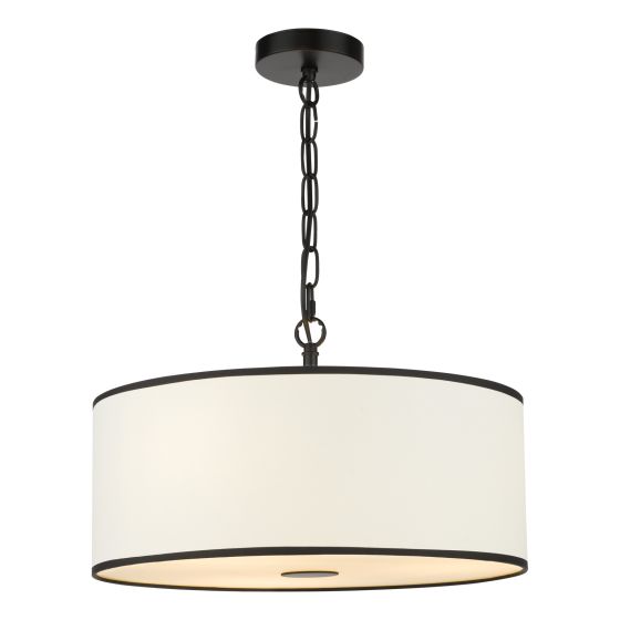 Jemima 3 Light Pendant White and Matt Black With Shade