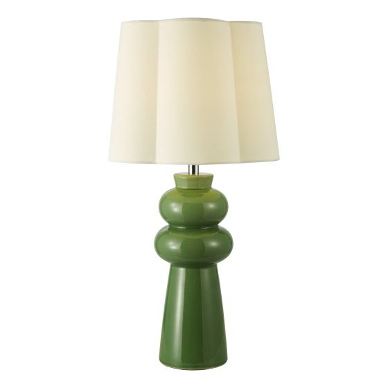Jordana Table Lamp Green Ceramic and Polished Chrome With Shade