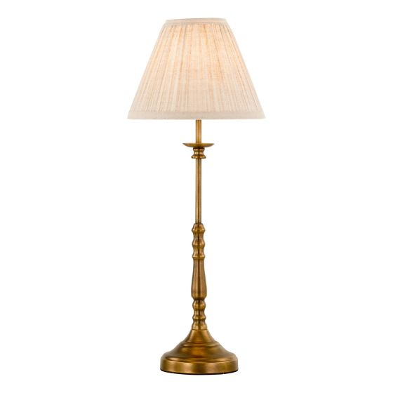Judy Table Lamp Antique Bronze With Pleated Linen Shade