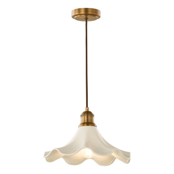 Kayla Pendant Antique Bronze and Cream Ceramic
