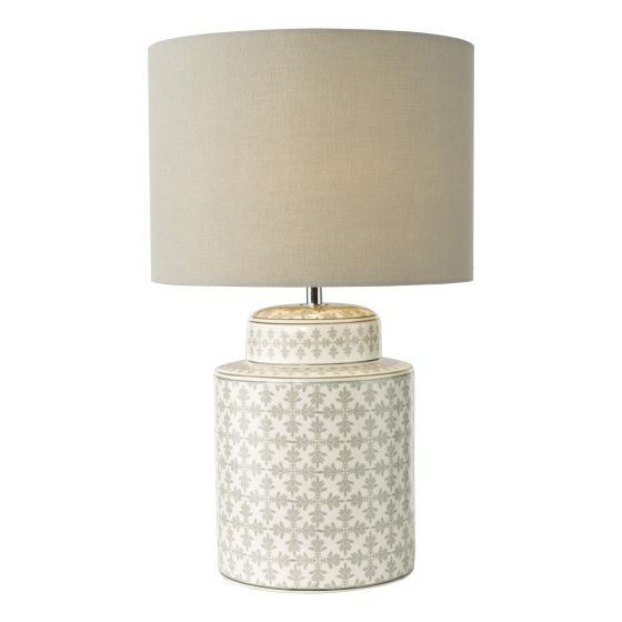 Kedron Table Lamp Grey Ceramic and Satin Chrome With Shade