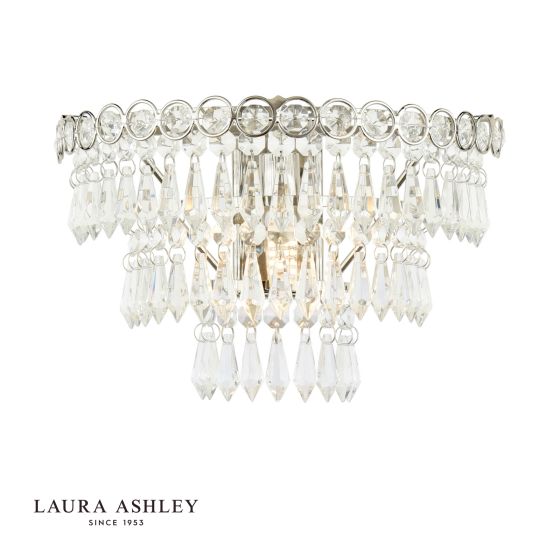 Laura Ashley Enid Wall Light Faceted Glass and Polished Nickel