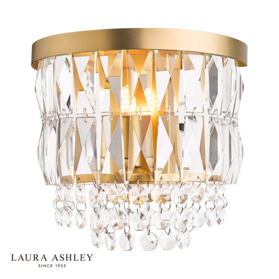 Laura Ashley Rhosill Wall Light Crystal and Matt Antique Brass