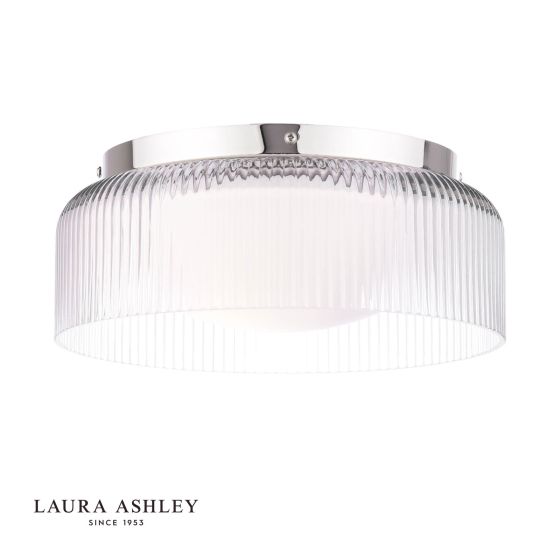 Laura Ashley Charissa Bathroom Ceiling Light Polished Chrome and Ribbed Glass IP44