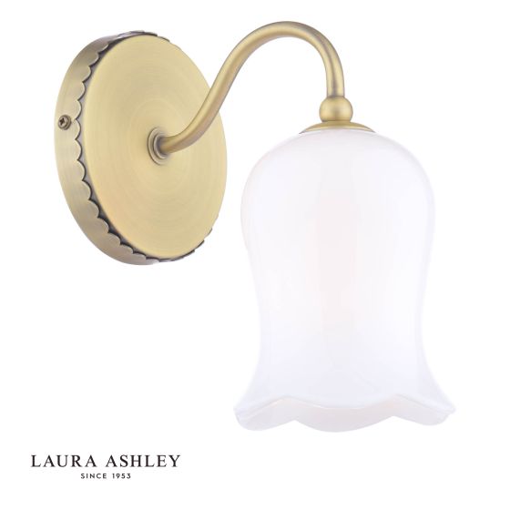 Laura Ashley Lidsell Wall Light Matt Antique Brass and Opal Glass