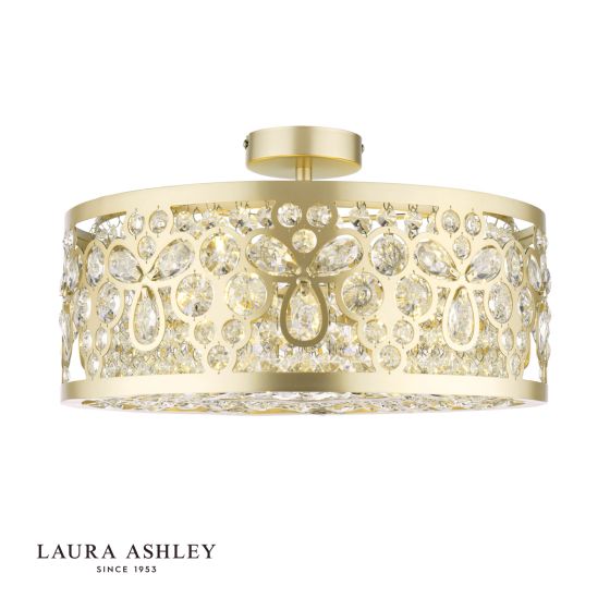 Laura Ashley Tilbrook 4 Light Flush Matt Champagne and Crystal
