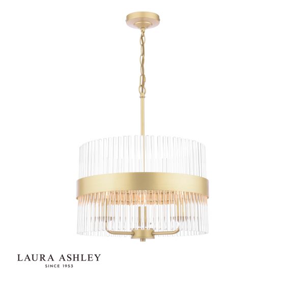 Laura Ashley Alexa 3 Light Pendant Glass and Matt Antique Brass