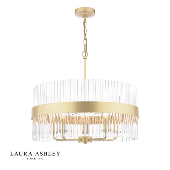 Laura Ashley Alexa 5 Light Pendant Glass and Matt Antique Brass