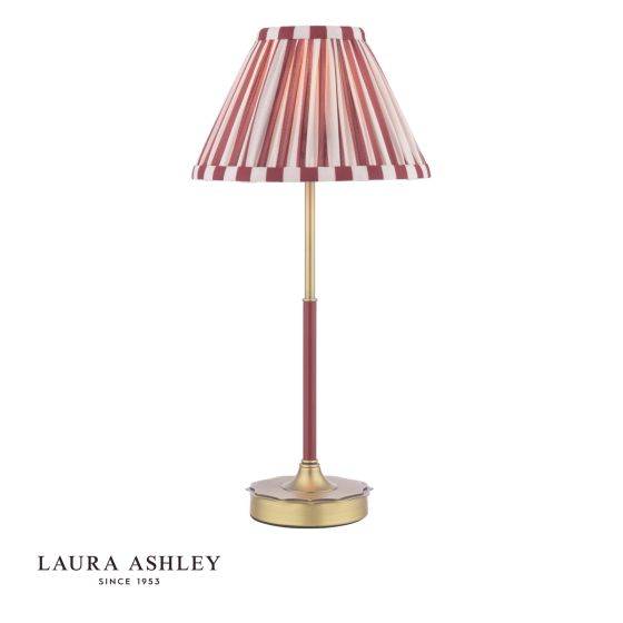 Laura Ashley Denwick Table Lamp Matt Antique Brass and Satin Red With Shade