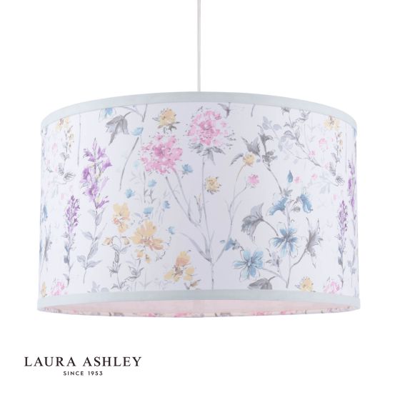 Laura Ashley Wild Meadow Multi Blue Cotton Drum Shade 38cm