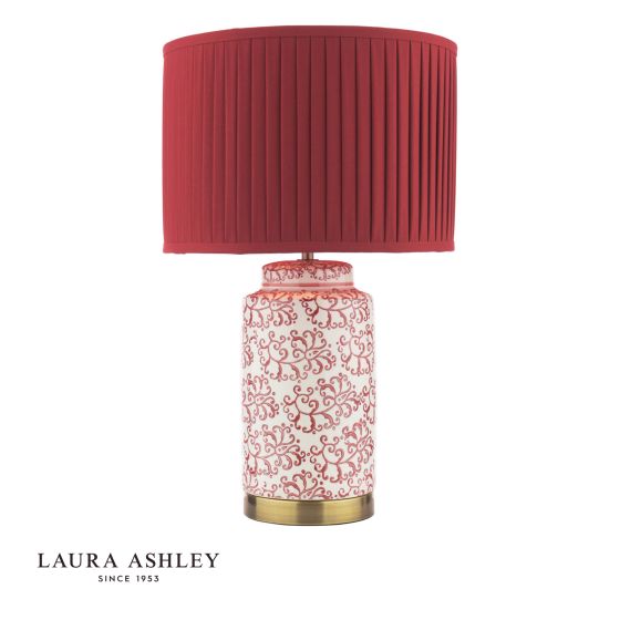 Laura Ashley Knipton Table Lamp Red Ceramic and Antique Brass With Shade