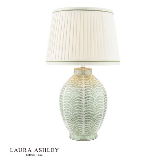 Laura Ashley Stannard Table Lamp Green Ceramic and Polished Chrome With Shade