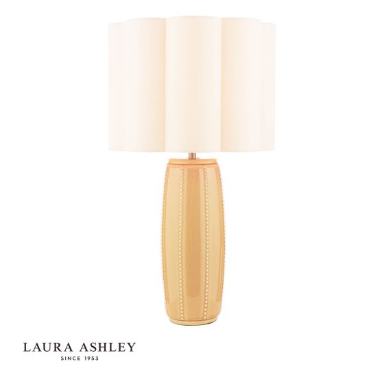 Laura Ashley Littleton Table Lamp Yellow Ceramic and Antique Brass With Shade