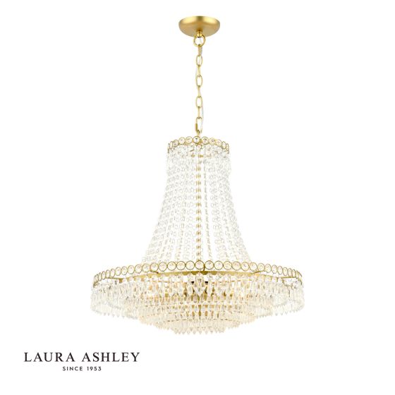 Laura Ashley Enid 5 Light Grande Chandelier Glass and Matt Antique Brass