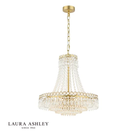 Laura Ashley Enid 5 Light Chandelier Faceted Glass and Matt Antique Brass