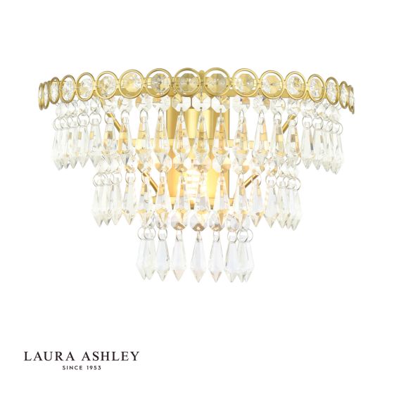 Laura Ashley Enid Wall Light Faceted Glass and Matt Antique Brass