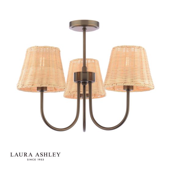 Laura Ashley Hasfield 3 Light Semi-Flush Satin Bronze With Shade